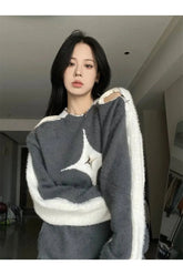 Pull en tricot effet vieilli effet étoiles d'automne